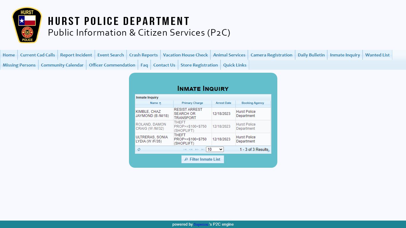 Hurst Police Department P2C